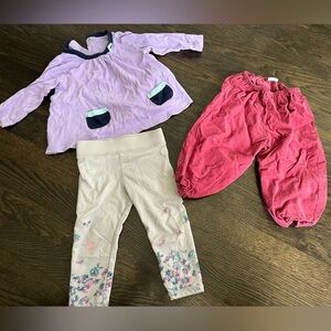 18 month baby/toddler girl bundle: tunic top, flowered leggings, bubble …